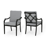 San Outdoor Aluminum Dining Chairs with Cushions (Set of 2) by Christopher Knight Home