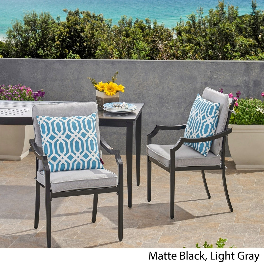San Outdoor Aluminum Dining Chairs with Cushions (Set of 2) by Christopher Knight Home