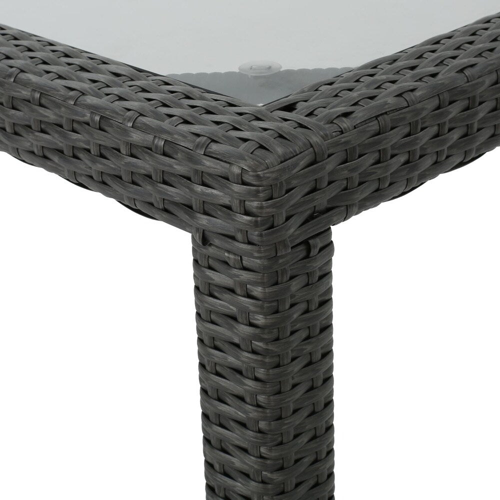 San Pico Outdoor Rectangle Wicker Tempered Glass Dining Table by Christopher Knight Home - 64.2"W x 33.85"D x 29.52"H