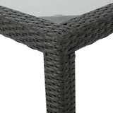 San Pico Outdoor Rectangle Wicker Tempered Glass Dining Table by Christopher Knight Home - 64.2"W x 33.85"D x 29.52"H