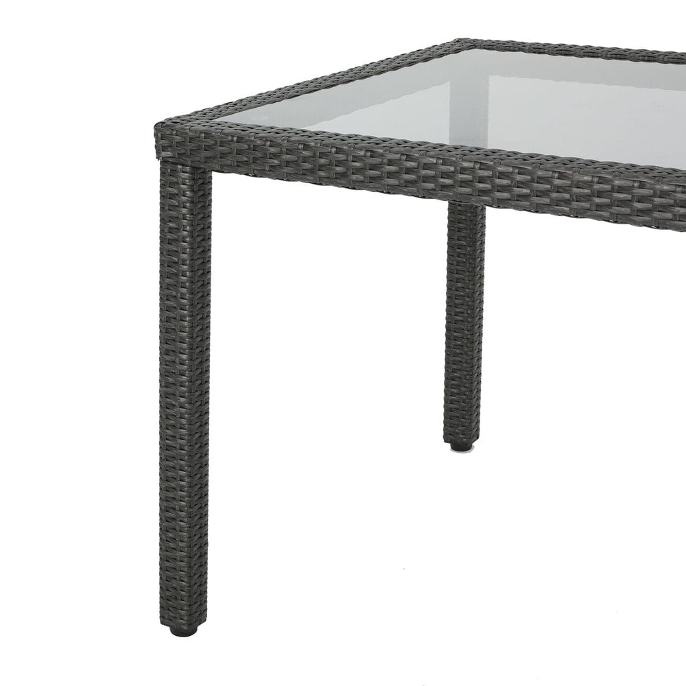 San Pico Outdoor Rectangle Wicker Tempered Glass Dining Table by Christopher Knight Home - 64.2"W x 33.85"D x 29.52"H