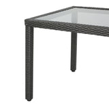 San Pico Outdoor Rectangle Wicker Tempered Glass Dining Table by Christopher Knight Home - 64.2"W x 33.85"D x 29.52"H