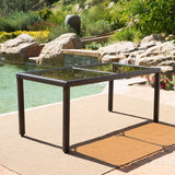 San Pico Outdoor Rectangle Wicker Tempered Glass Dining Table by Christopher Knight Home - 64.2"W x 33.85"D x 29.52"H