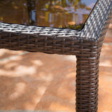 San Pico Outdoor Rectangle Wicker Tempered Glass Dining Table by Christopher Knight Home - 64.2"W x 33.85"D x 29.52"H