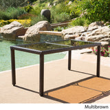 San Pico Outdoor Rectangle Wicker Tempered Glass Dining Table by Christopher Knight Home - 64.2"W x 33.85"D x 29.52"H