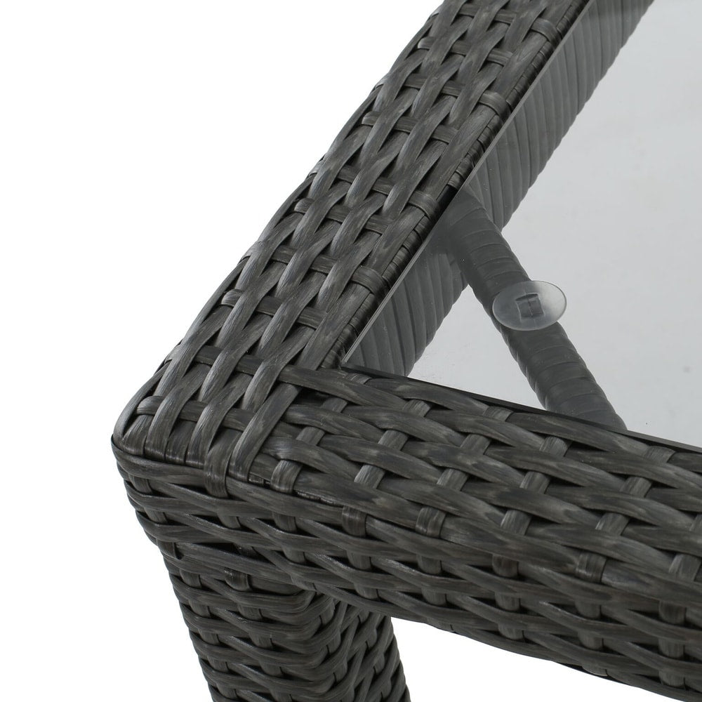 San Pico Outdoor Rectangle Wicker Tempered Glass Dining Table by Christopher Knight Home - 64.2"W x 33.85"D x 29.52"H