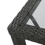 San Pico Outdoor Rectangle Wicker Tempered Glass Dining Table by Christopher Knight Home - 64.2"W x 33.85"D x 29.52"H