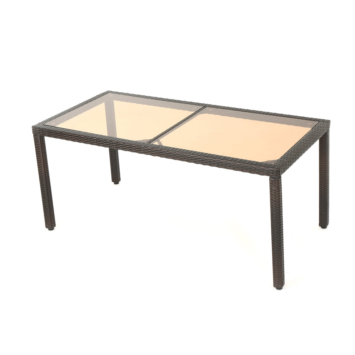 San Pico Outdoor Rectangle Wicker Tempered Glass Dining Table by Christopher Knight Home - 64.2"W x 33.85"D x 29.52"H