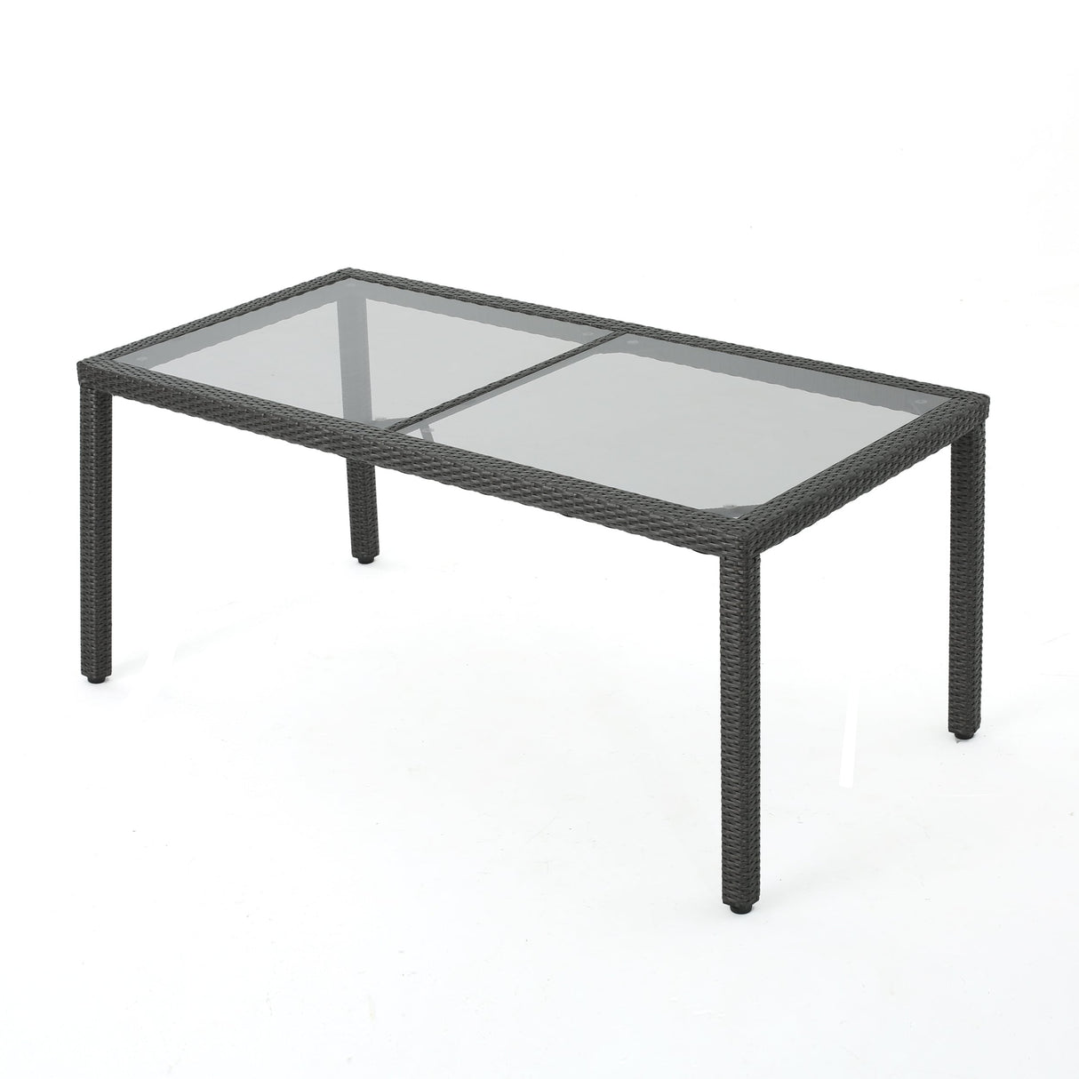 San Pico Outdoor Rectangle Wicker Tempered Glass Dining Table by Christopher Knight Home - 64.2"W x 33.85"D x 29.52"H