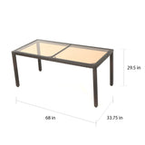 San Pico Outdoor Rectangle Wicker Tempered Glass Dining Table by Christopher Knight Home - 64.2"W x 33.85"D x 29.52"H