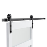 Sanding 30in./36in./42in.x 84in. 5 Frosted Glass White/Grey PVC Surface MDF Sliding Barn Door With Hardware Kit