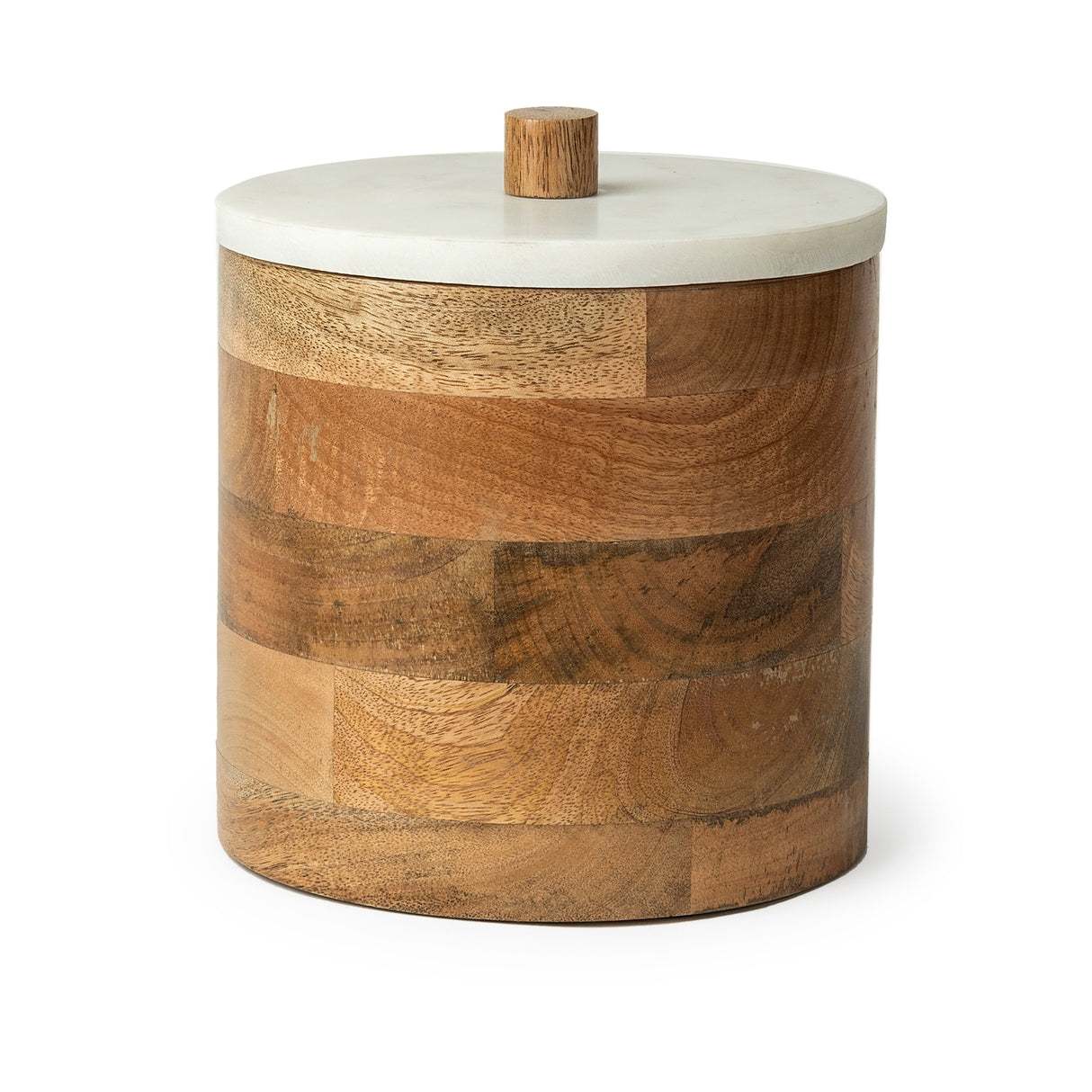 Sandook Large Brown Solid Wood w/ Ceramic Lid Storage Jar