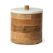 Sandook Large Brown Solid Wood w/ Ceramic Lid Storage Jar