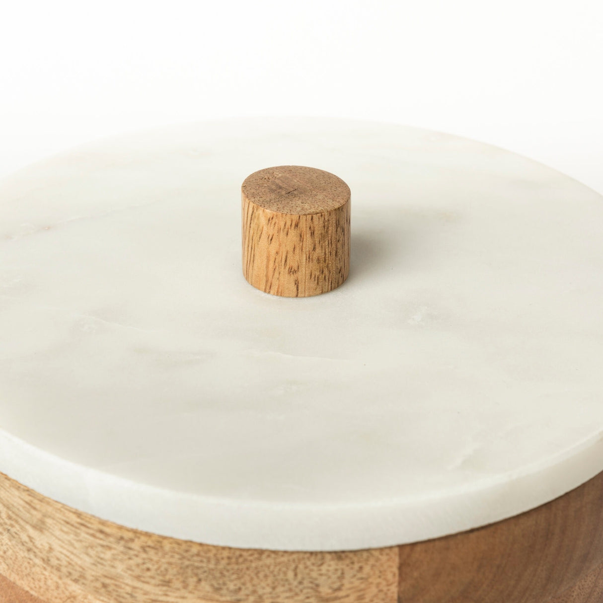 Sandook Large Brown Solid Wood w/ Ceramic Lid Storage Jar
