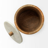 Sandook Large Brown Solid Wood w/ Ceramic Lid Storage Jar