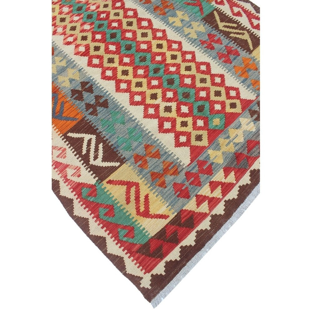 Sangat Kilim Claybourne Beige/Grey Rug (4'0 x 6'0)