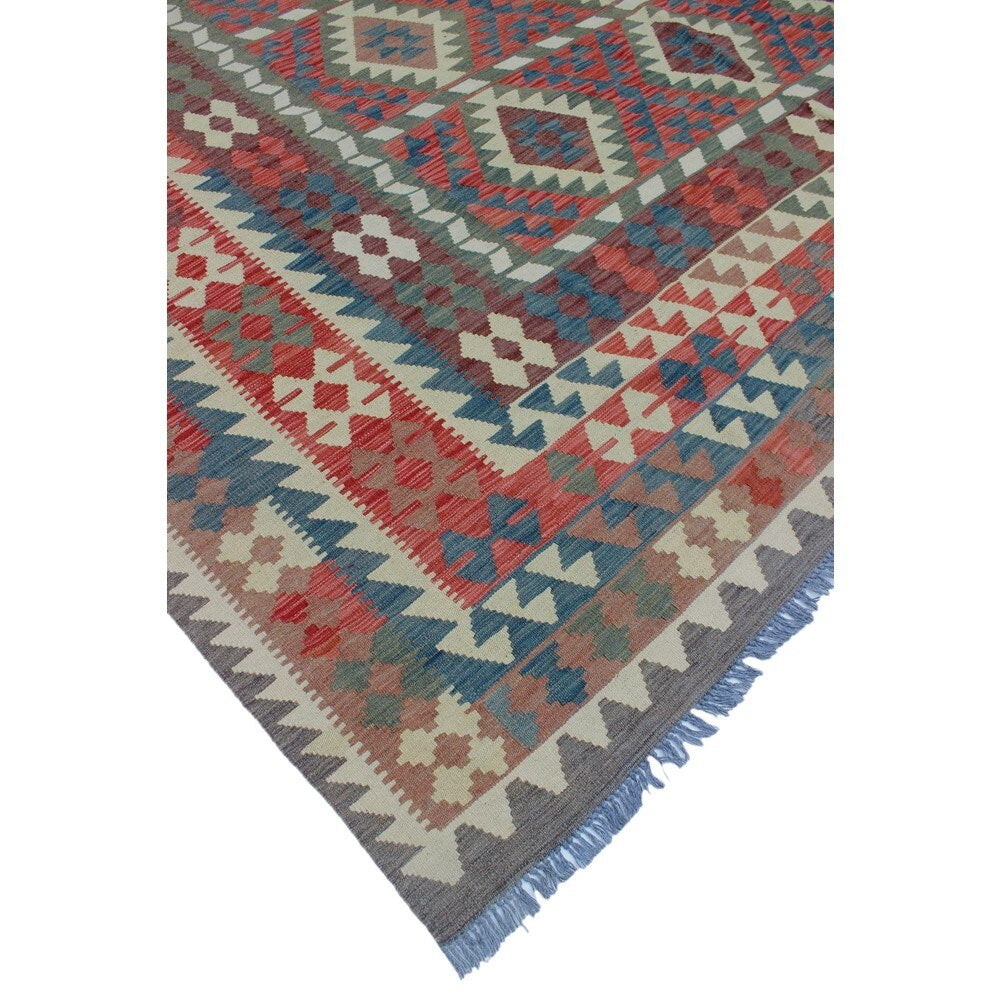 Noori Rug Sangat Kilim Irem Green/Red Rug - 10'0 x 12'11