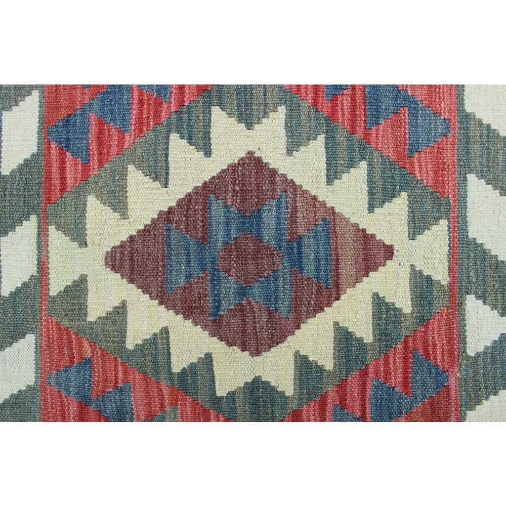 Noori Rug Sangat Kilim Irem Green/Red Rug - 10'0 x 12'11