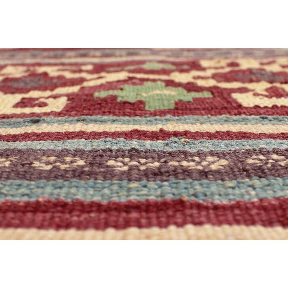 Sangat Rosa Rust/Green Wool Runner Rug