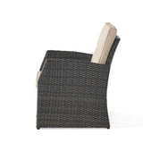 Sanger Wicker Outdoor Club Chair with Cushions by Christopher Knight Home