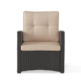 Sanger Wicker Outdoor Club Chair with Cushions by Christopher Knight Home