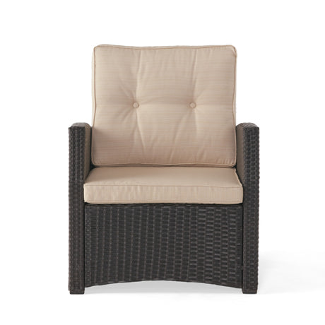 Sanger Wicker Outdoor Club Chair with Cushions by Christopher Knight Home
