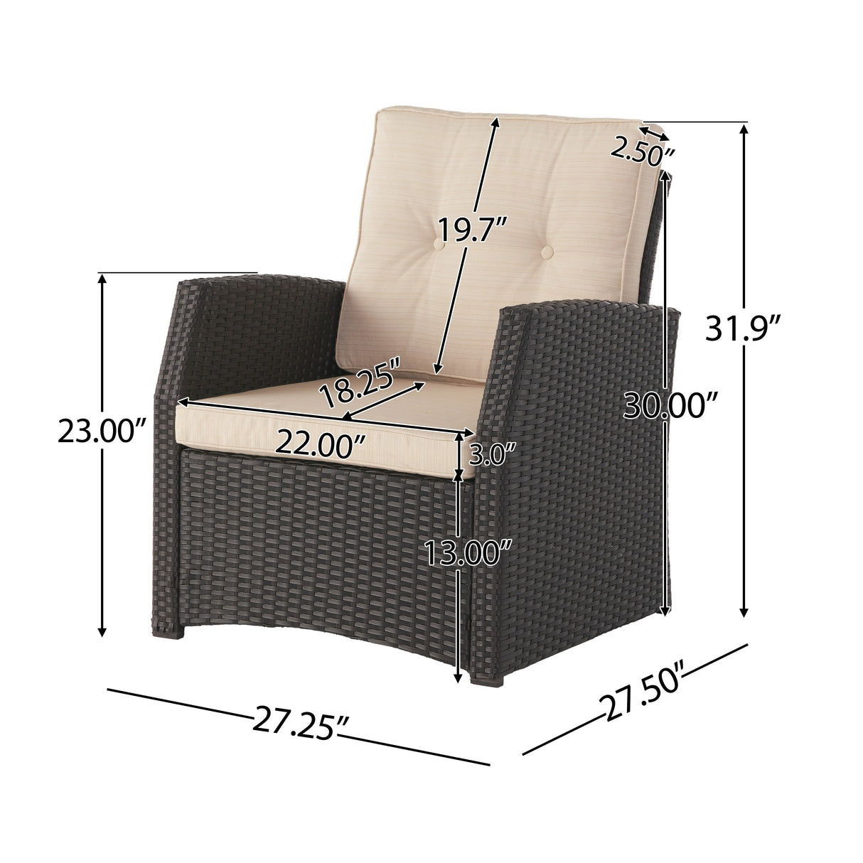 Sanger Wicker Outdoor Club Chair with Cushions by Christopher Knight Home