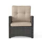 Sanger Wicker Outdoor Club Chair with Cushions by Christopher Knight Home