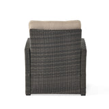 Sanger Wicker Outdoor Club Chair with Cushions by Christopher Knight Home
