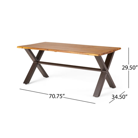 Sanibel Acacia Wood and Iron Outdoor Dining Table by Christopher Knight Home