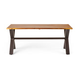 Sanibel Acacia Wood and Iron Outdoor Dining Table by Christopher Knight Home