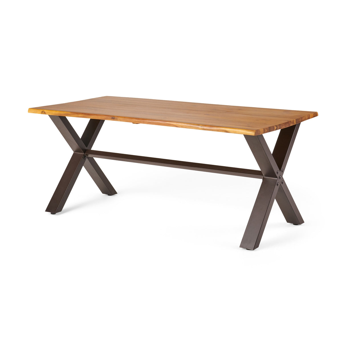 Sanibel Acacia Wood and Iron Outdoor Dining Table by Christopher Knight Home