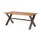 Sanibel Acacia Wood and Iron Outdoor Dining Table by Christopher Knight Home
