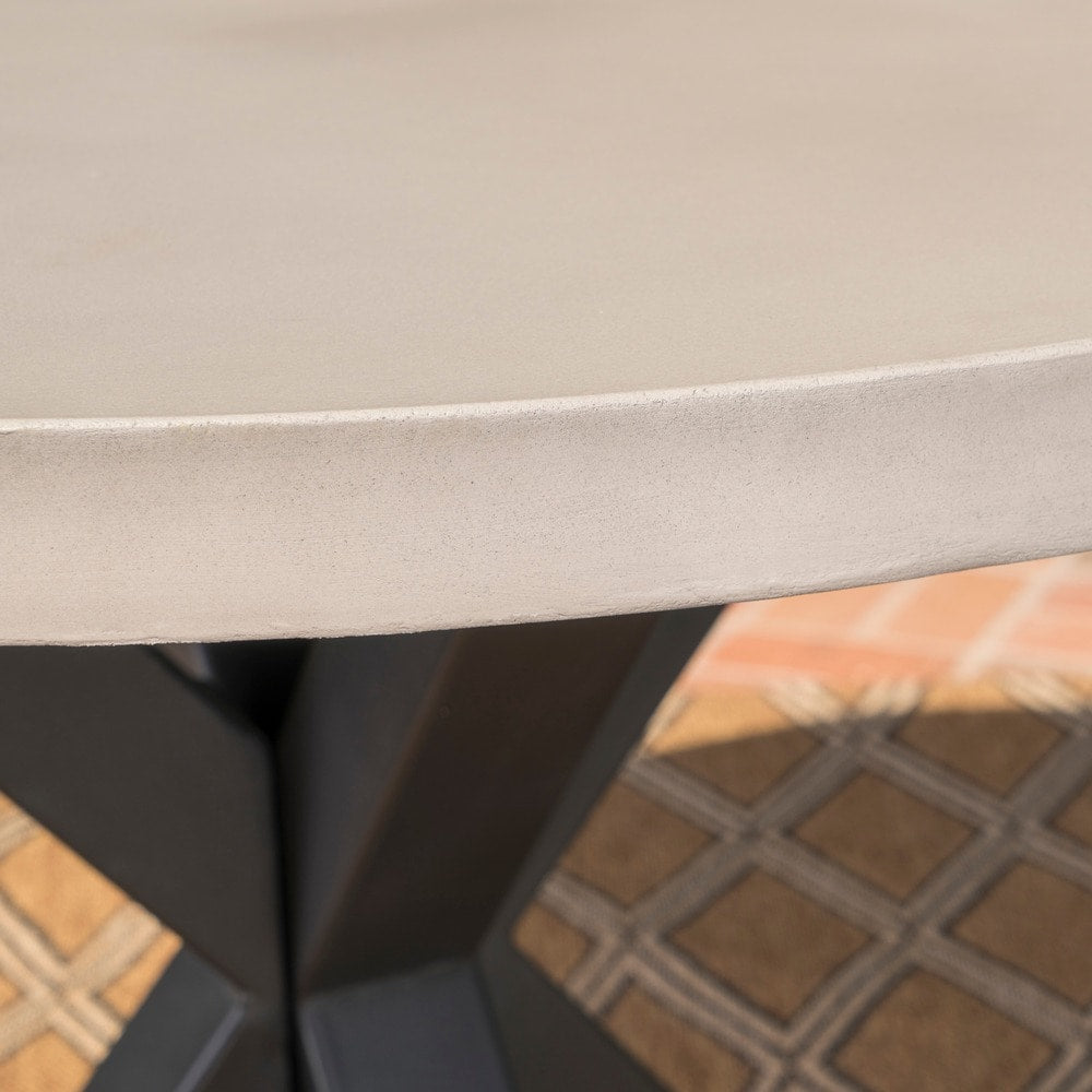 Sanibel Outdoor Transitional 5 Piece Wicker Dining Set with Lightweight Concrete Table by Christopher Knight Home