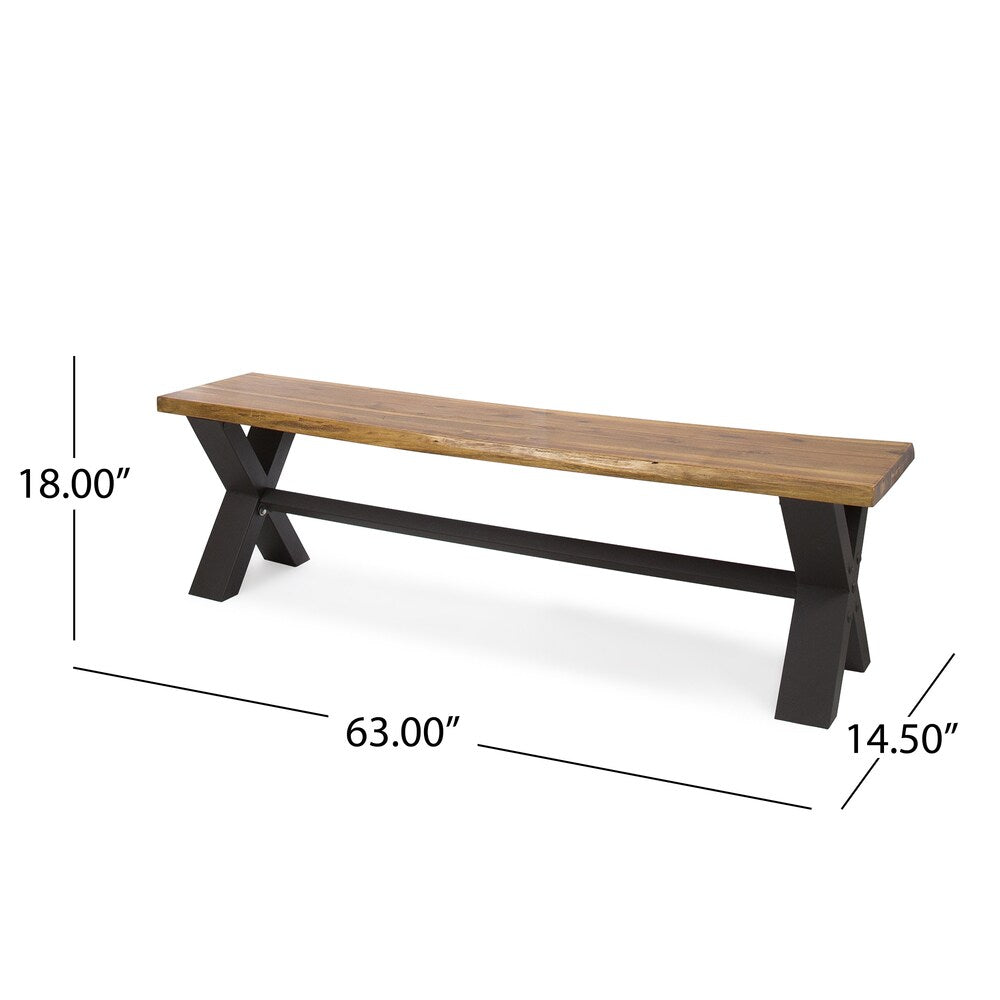 Sanibel Outdoor Acacia Wood Rustic Bench by Christopher Knight Home