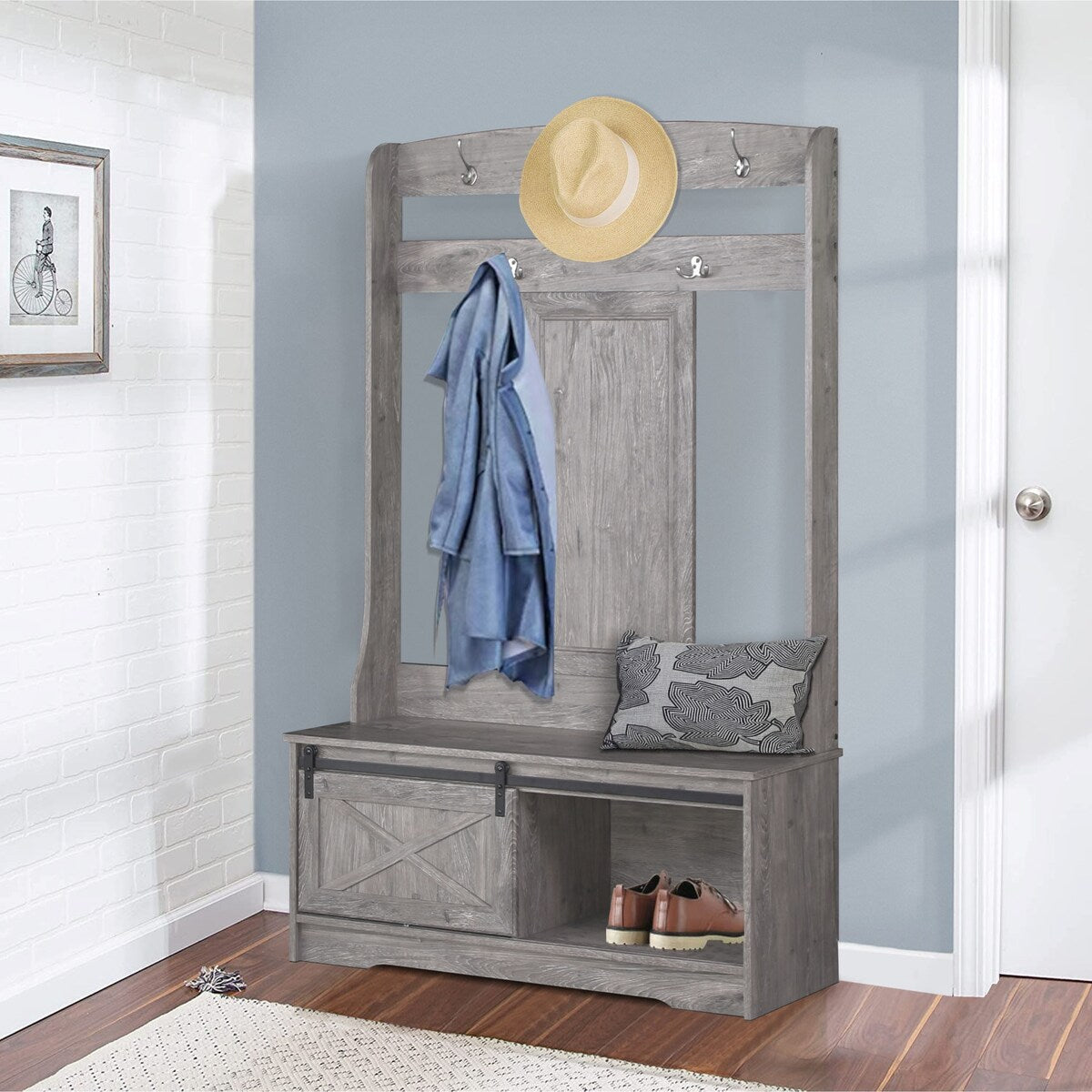 Saint Birch Hawksbury Transitional Hall Tree and Shoe Bench