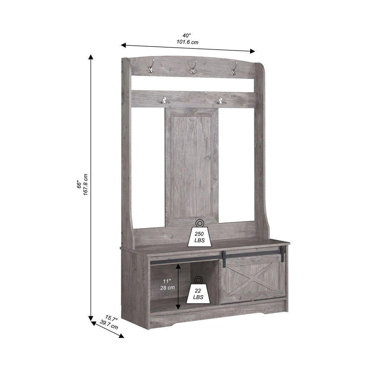 Saint Birch Hawksbury Transitional Hall Tree and Shoe Bench