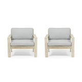 Santa Ana Outdoor Acacia Wood Club Chairs with Cushions (Set of 2) by Christopher Knight Home
