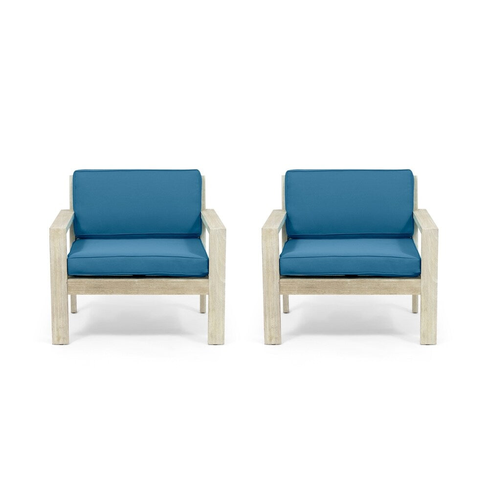 Santa Ana Outdoor Acacia Wood Club Chairs with Cushions (Set of 2) by Christopher Knight Home