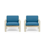 Santa Ana Outdoor Acacia Wood Club Chairs with Cushions (Set of 2) by Christopher Knight Home