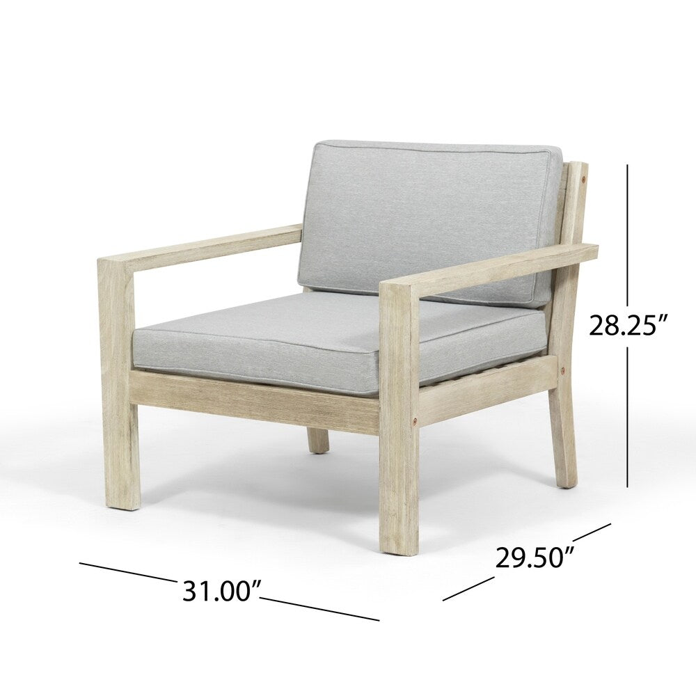 Santa Ana Outdoor Acacia Wood Club Chairs with Cushions (Set of 2) by Christopher Knight Home
