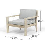 Santa Ana Outdoor Acacia Wood Club Chairs with Cushions (Set of 2) by Christopher Knight Home