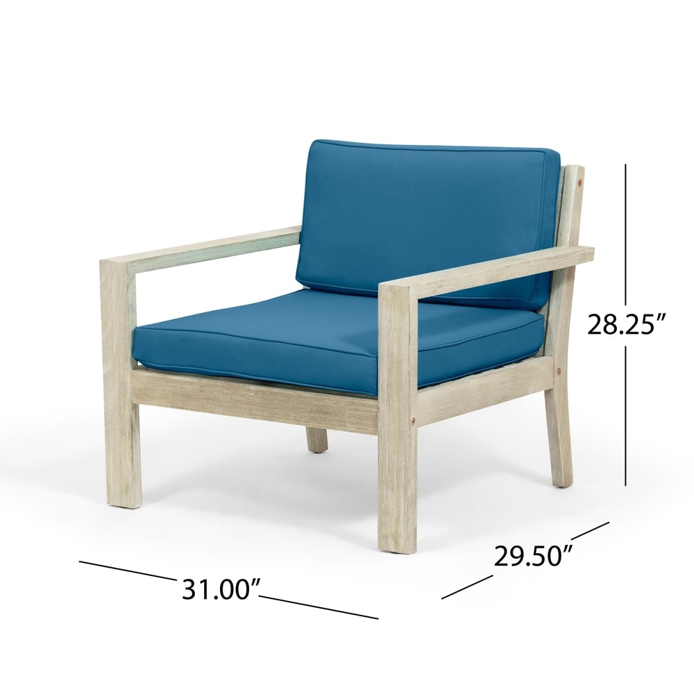 Santa Ana Outdoor Acacia Wood Club Chairs with Cushions (Set of 2) by Christopher Knight Home