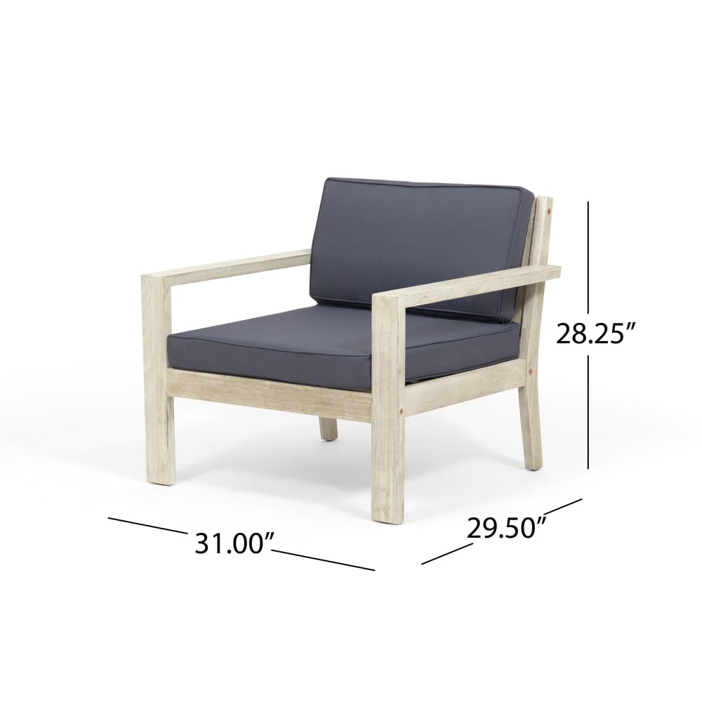 Santa Ana Outdoor Acacia Wood Club Chairs with Cushions (Set of 2) by Christopher Knight Home