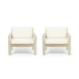 Santa Ana Outdoor Acacia Wood Club Chairs with Cushions (Set of 2) by Christopher Knight Home