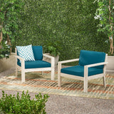 Santa Ana Outdoor Acacia Wood Club Chairs with Cushions (Set of 2) by Christopher Knight Home