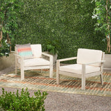 Santa Ana Outdoor Acacia Wood Club Chairs with Cushions (Set of 2) by Christopher Knight Home