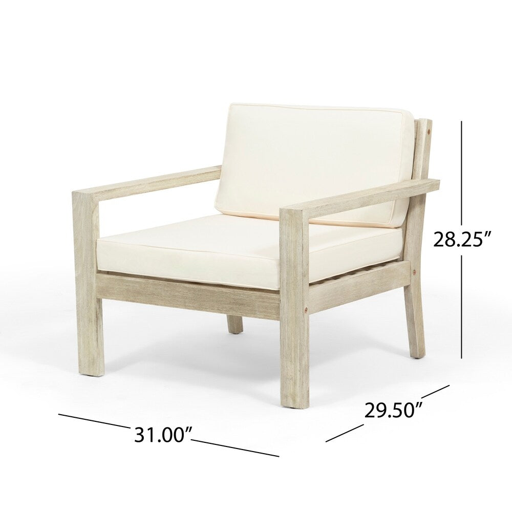 Santa Ana Outdoor Acacia Wood Club Chairs with Cushions (Set of 2) by Christopher Knight Home