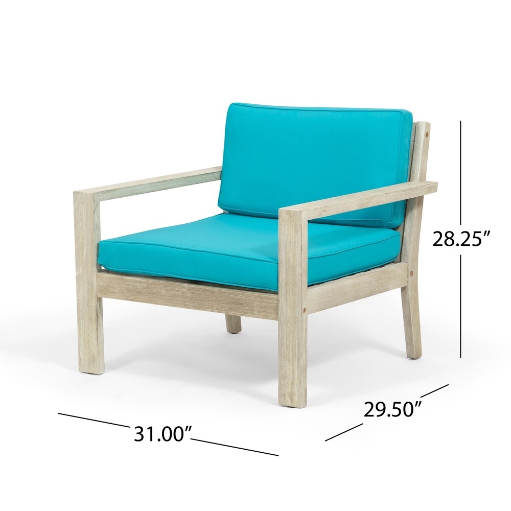 Santa Ana Outdoor Acacia Wood Club Chairs with Cushions (Set of 2) by Christopher Knight Home