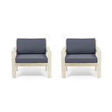 Santa Ana Outdoor Acacia Wood Club Chairs with Cushions (Set of 2) by Christopher Knight Home